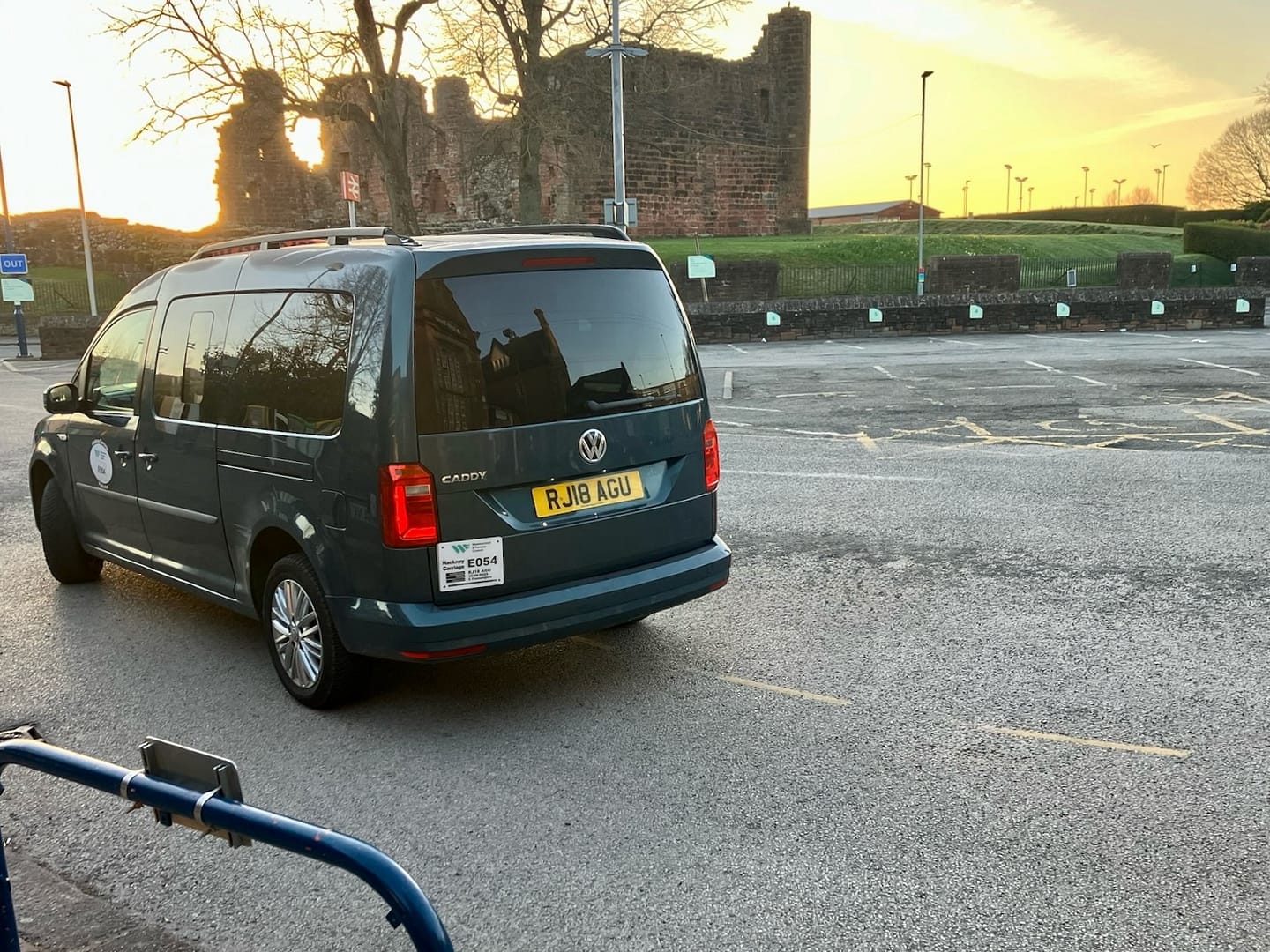 Fell Cabs with Penrith Castle behind in the evening sun
